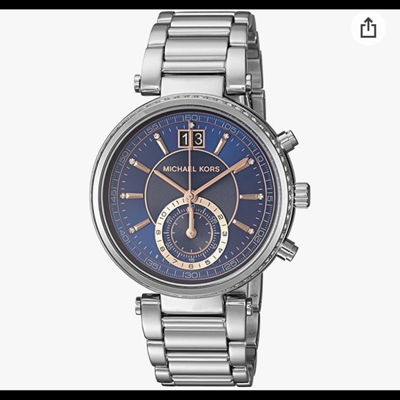Michael Kors Sawyer Blue Dial Stainless Steel Chronograph Womens Watch - Picture 7 of 7